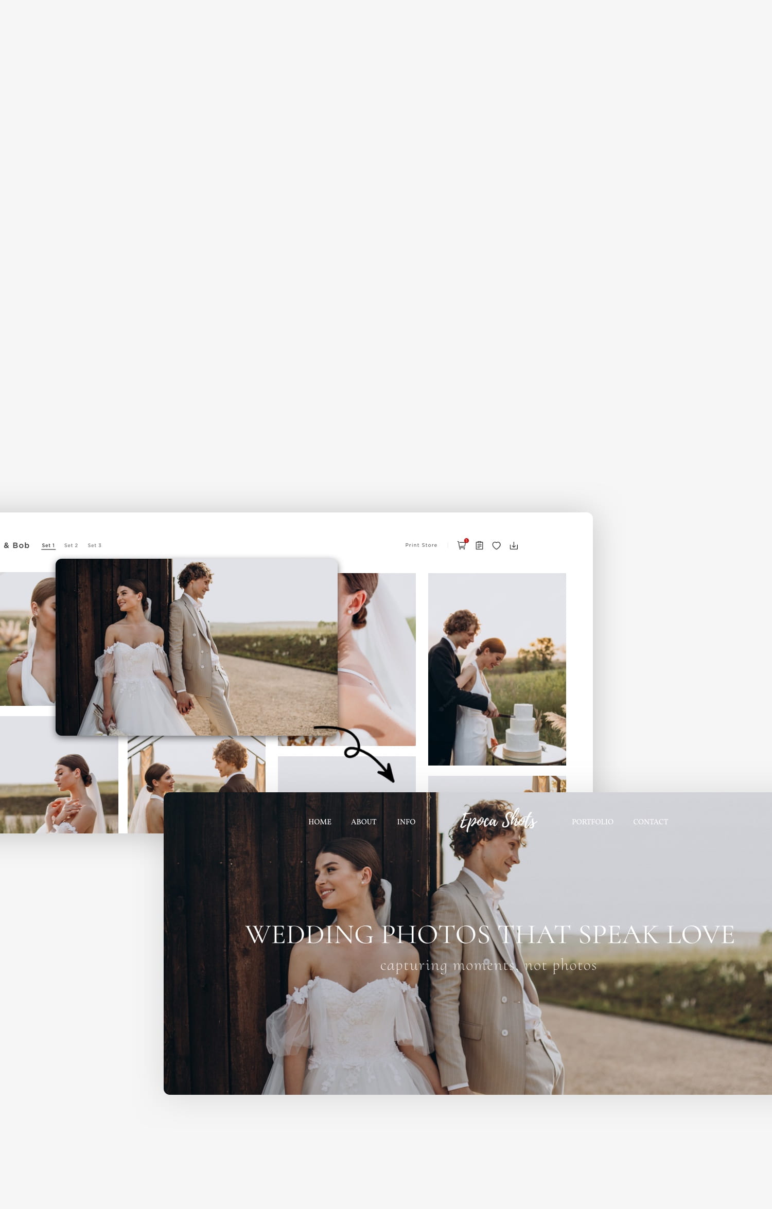 graphic showing zno website and zno gallery are integrated as single photography business solution