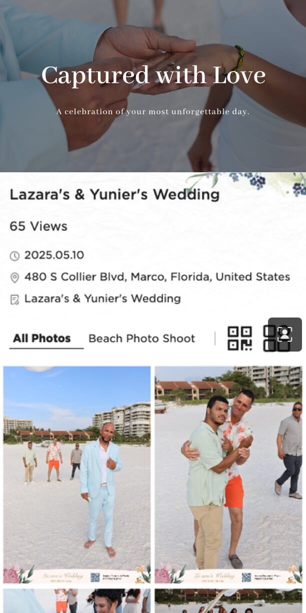 instant photo gallery example for wedding