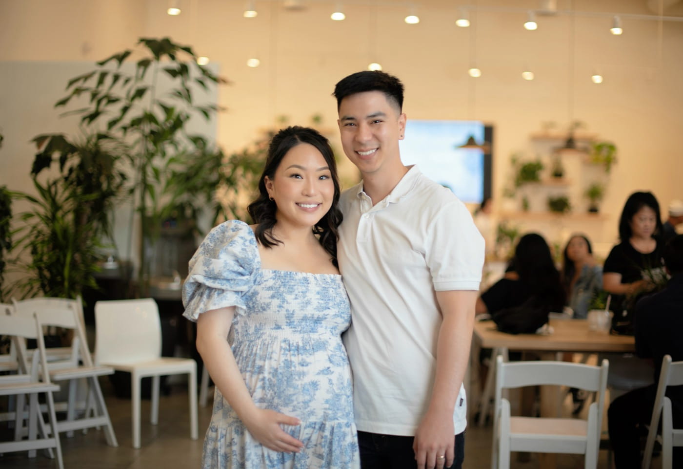 Before-and-after graphic demonstrating how AI-powered retouching applies subtle, natural-looking adjustments to enhance lighting and image clarity.