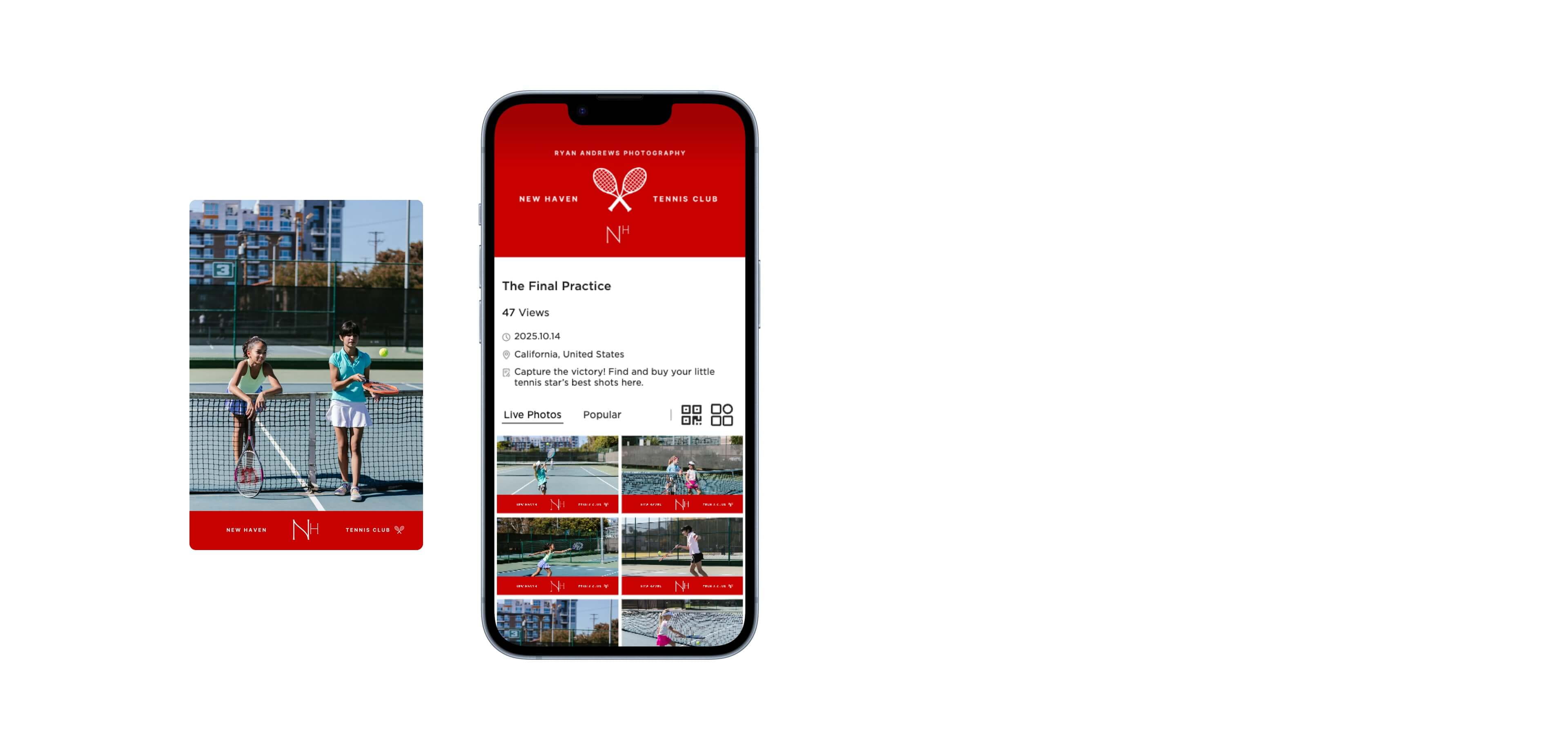 Mobile gallery with branded overlays and branded photos preview