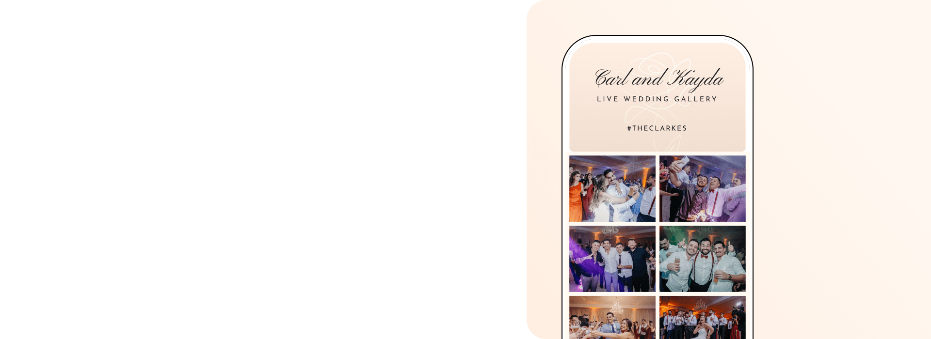 Instant wedding photos with custom logo branding