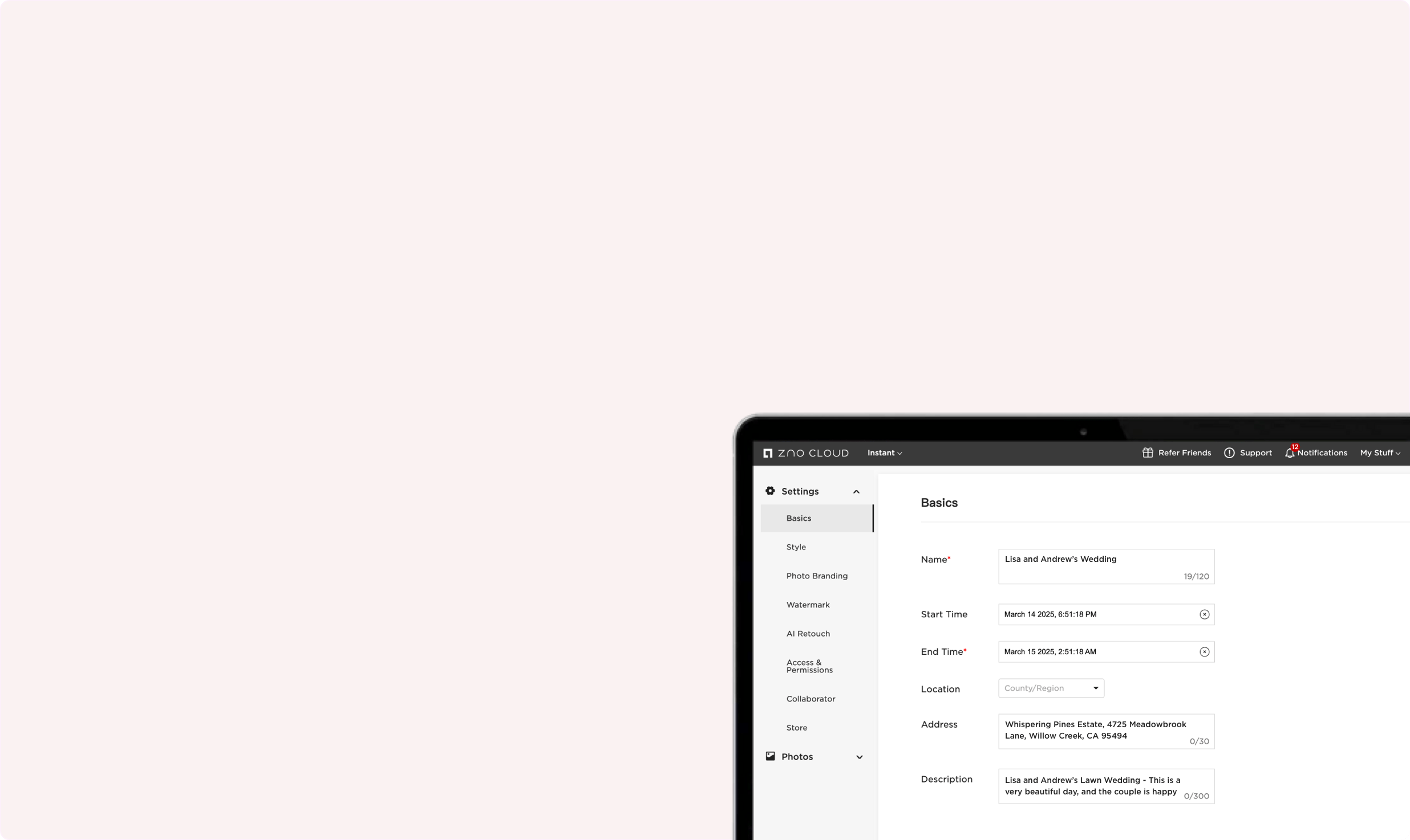 Step-by-step setup walkthrough inside Zno Instant