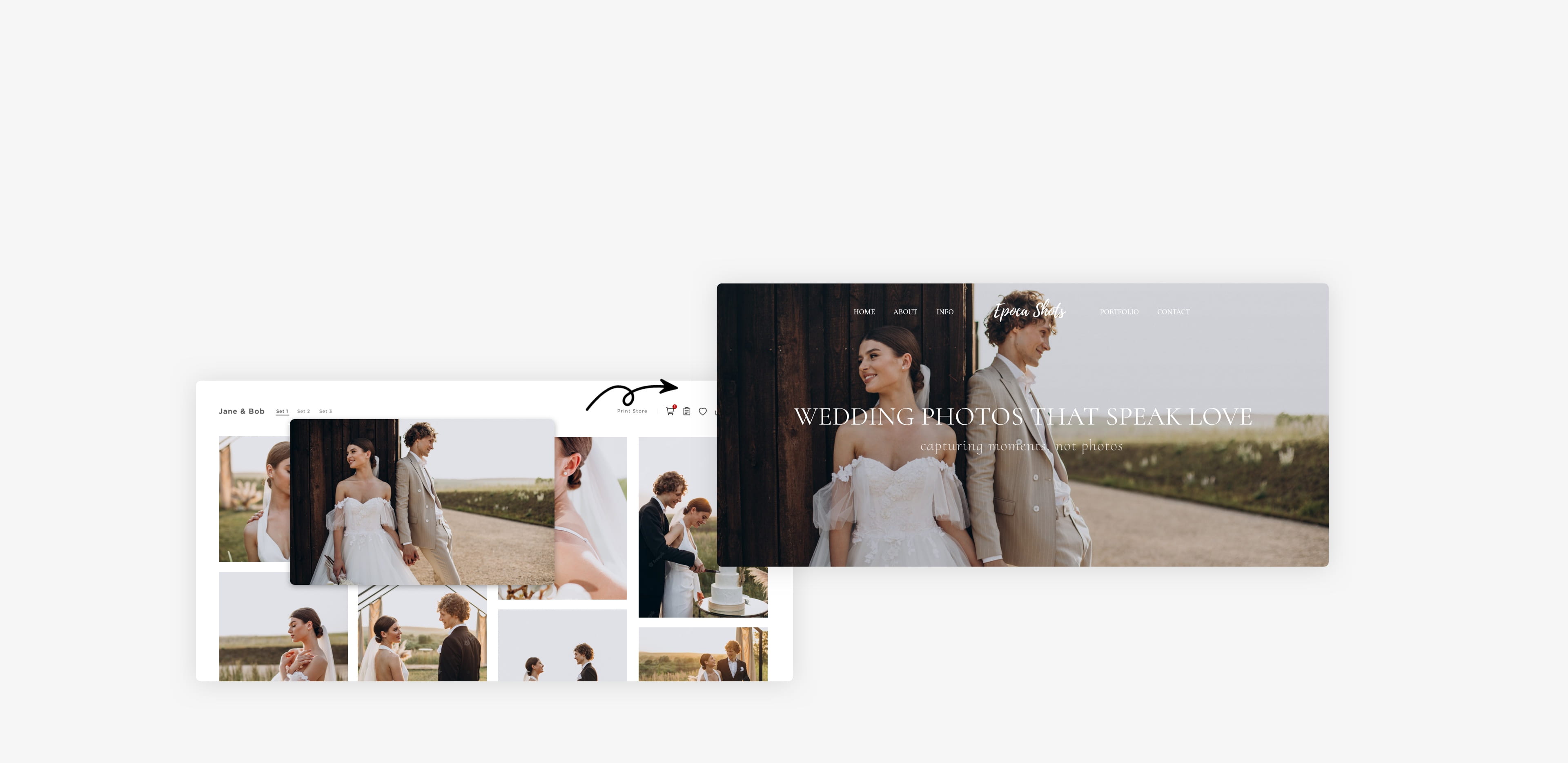graphic showing zno website and zno gallery are integrated as single photography business solution