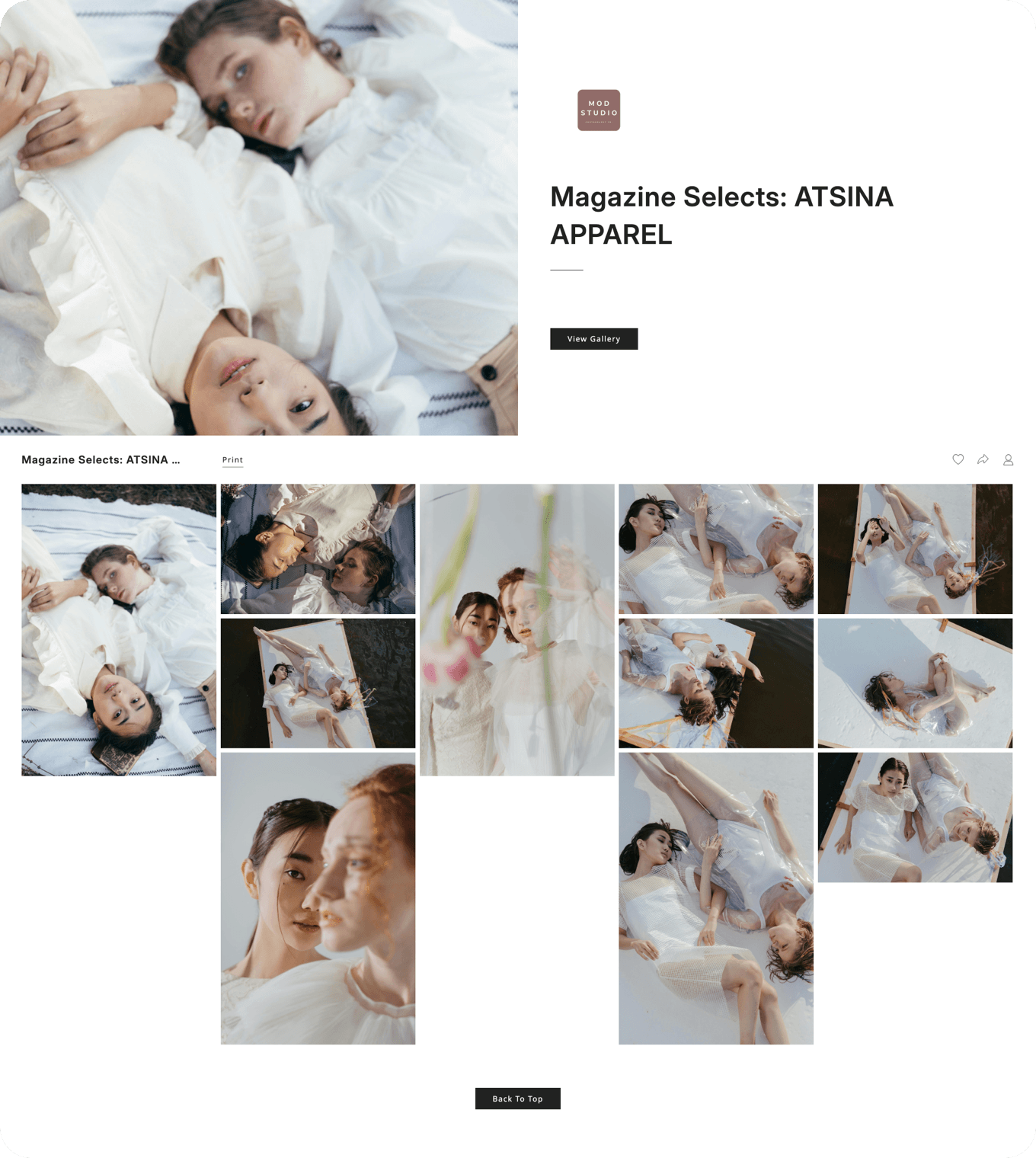 Commercial photography client gallery example in an online photo gallery