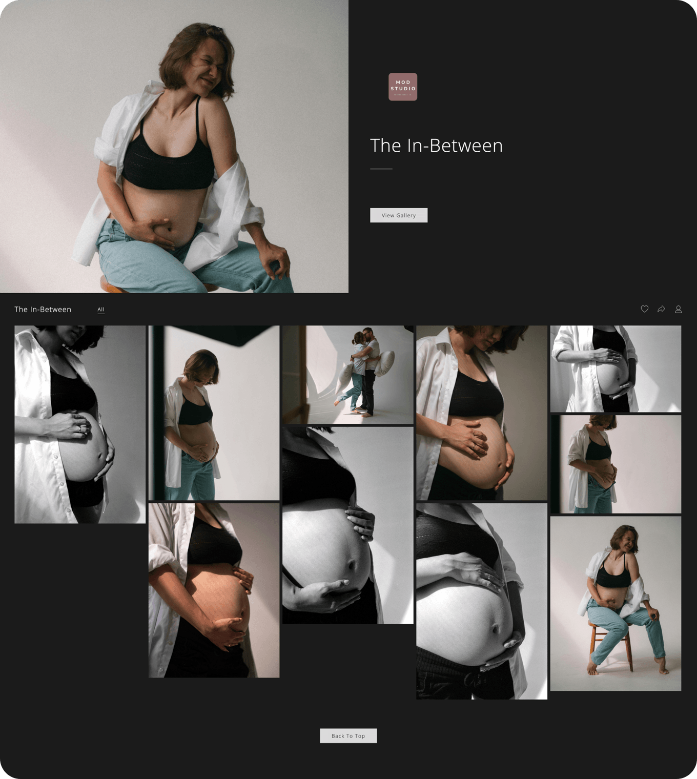 Maternity photography client gallery presented in an online photo gallery