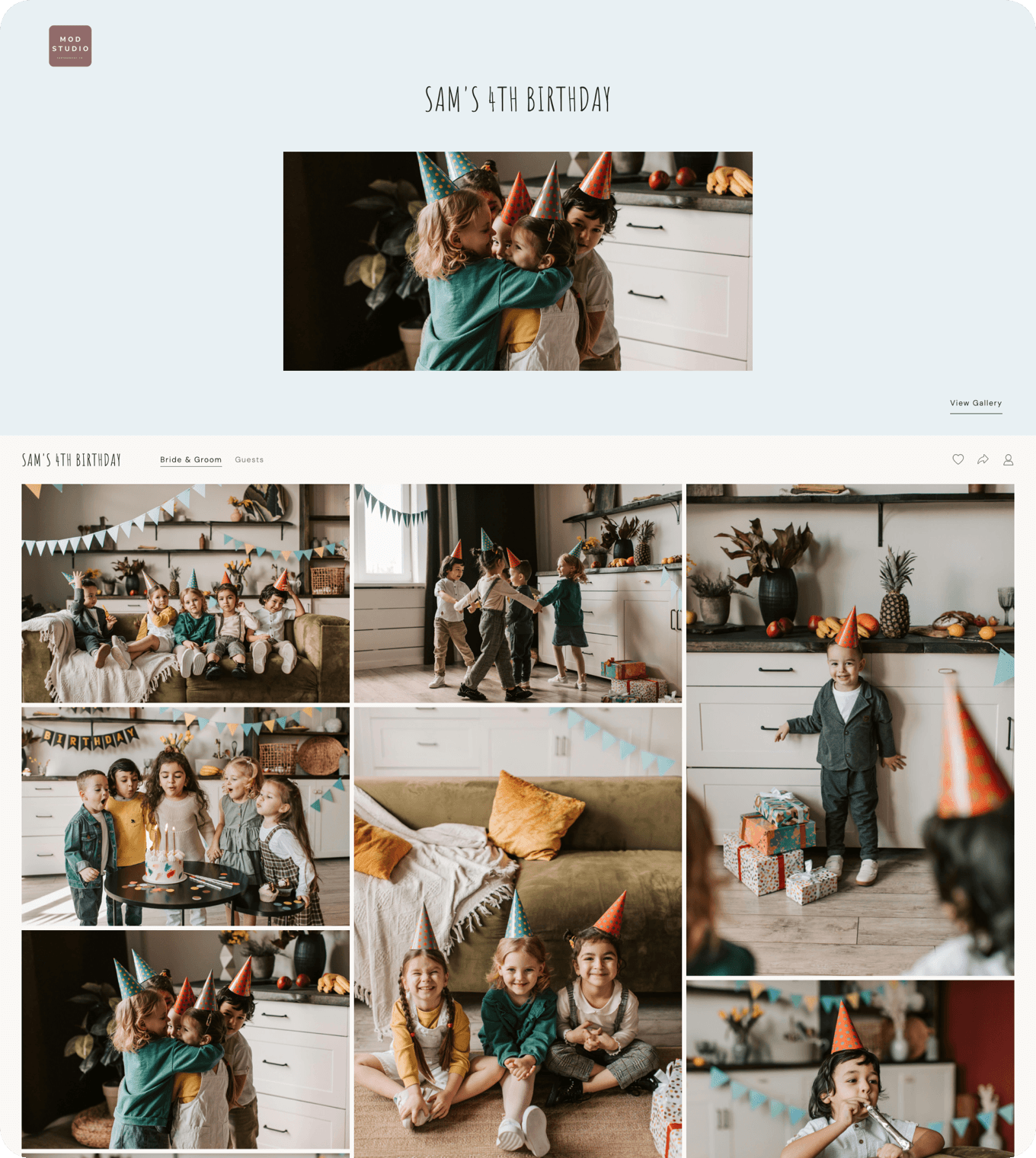 Event photography client gallery used for fast online photo sharing