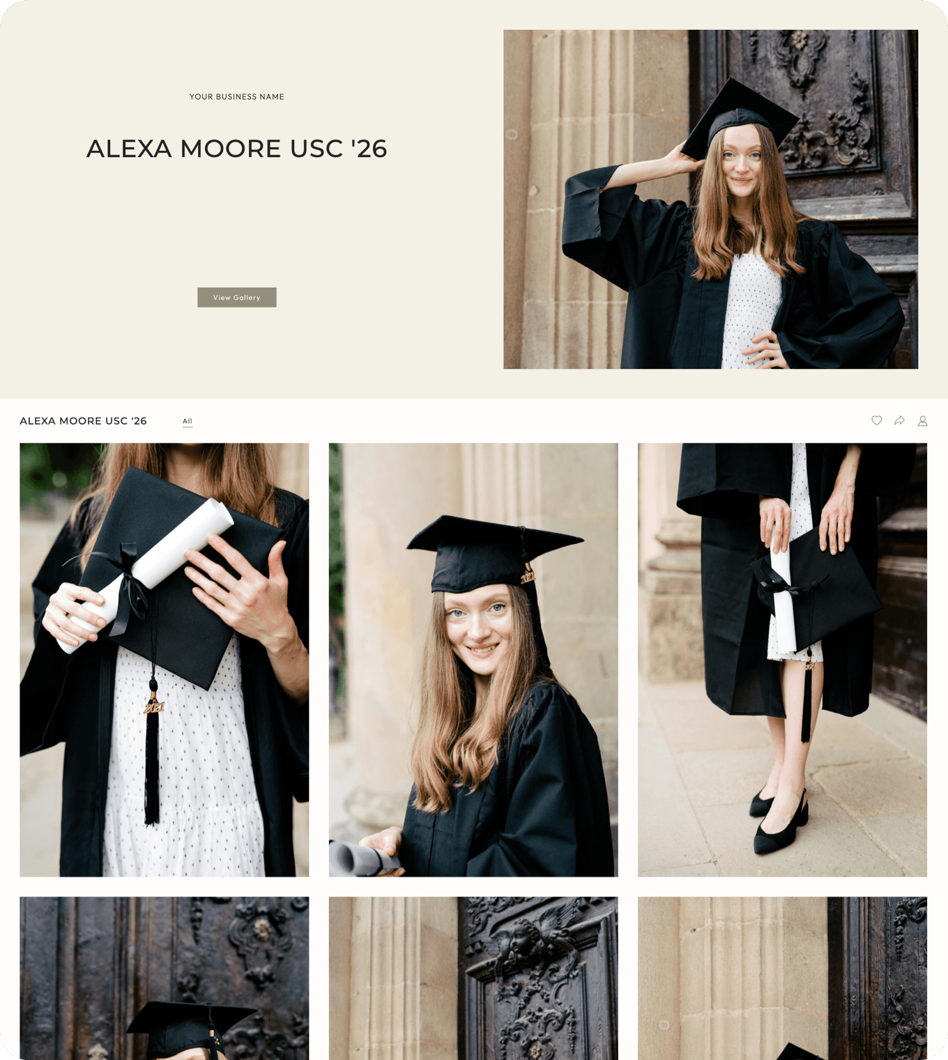 Portrait photography client gallery with online photo delivery